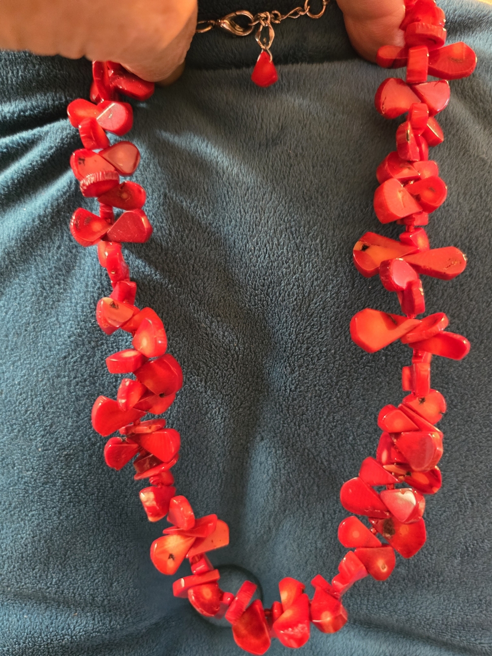 Red Chunky Bead Necklace 16" Total Length - Bold Women’s Jewelry
